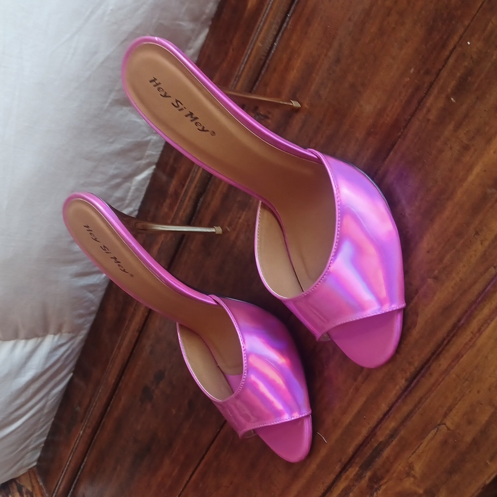 Hey Si Mey shimmer Fuschia heels size 13 women's (euro 45)